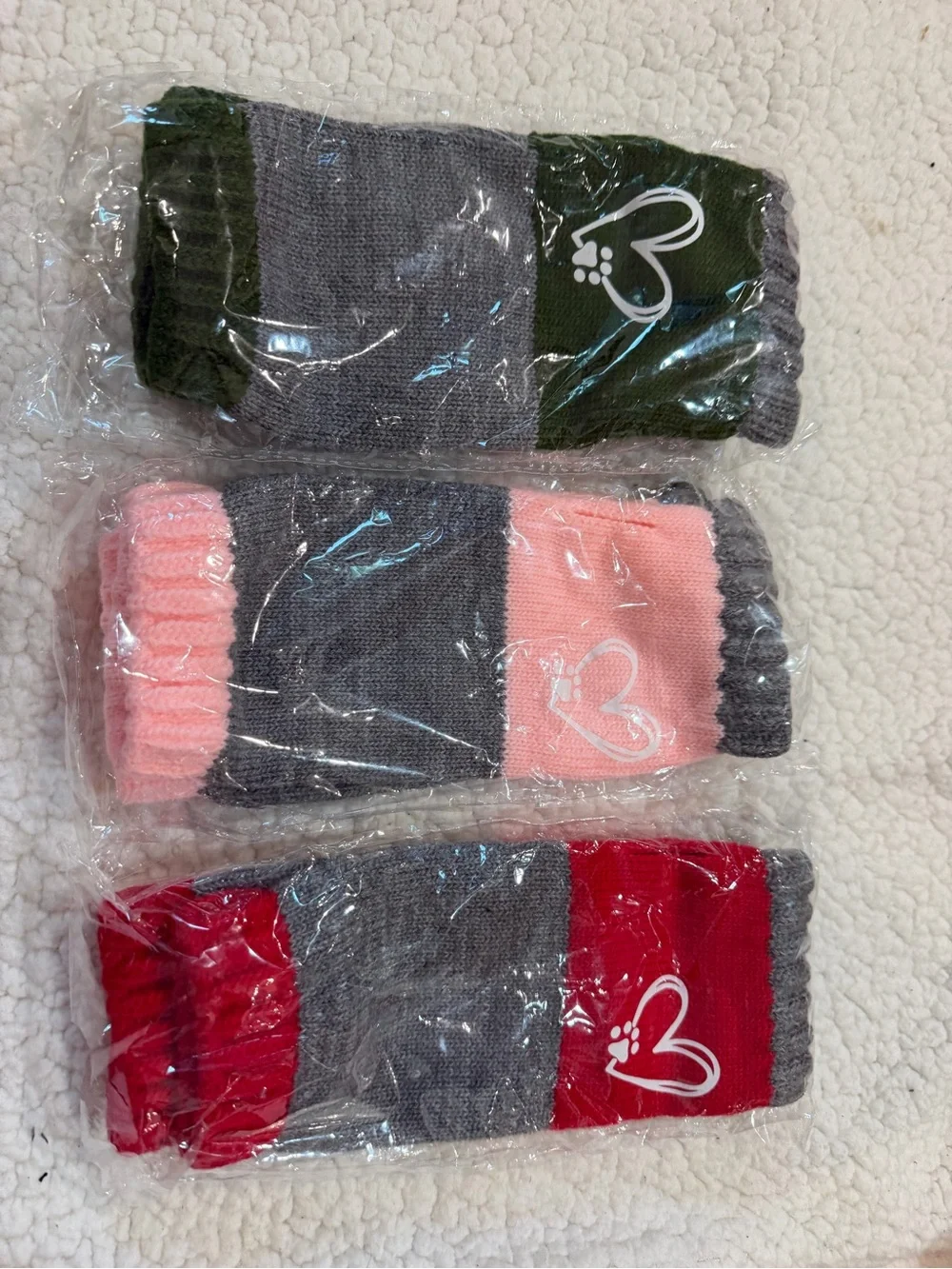 Women’s Colorblock Knit Fingerless Gloves - Pink, Green & Red
